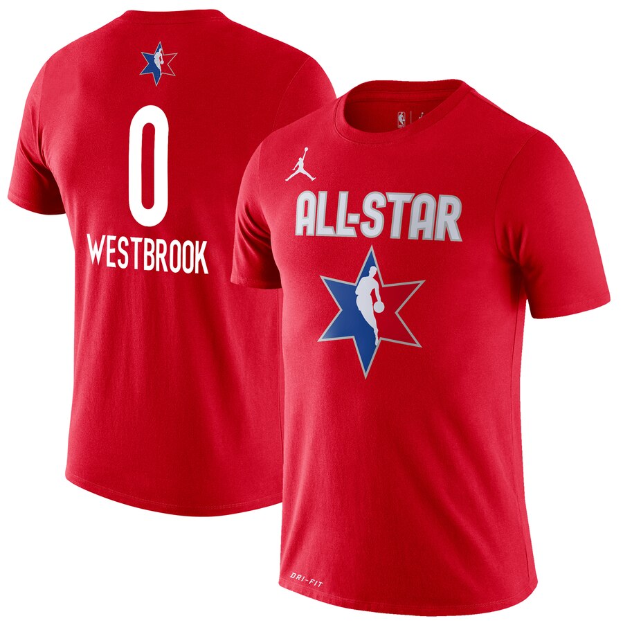 Men Russell Westbrook Jordan Brand 2020 NBA AllStar Game Name & Number Player TShirt Red